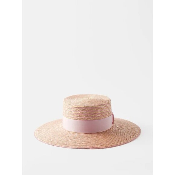 NWT Gucci Alvy Striped Straw Hat Size S 100% Authentic Pink - Picture 1 of 11